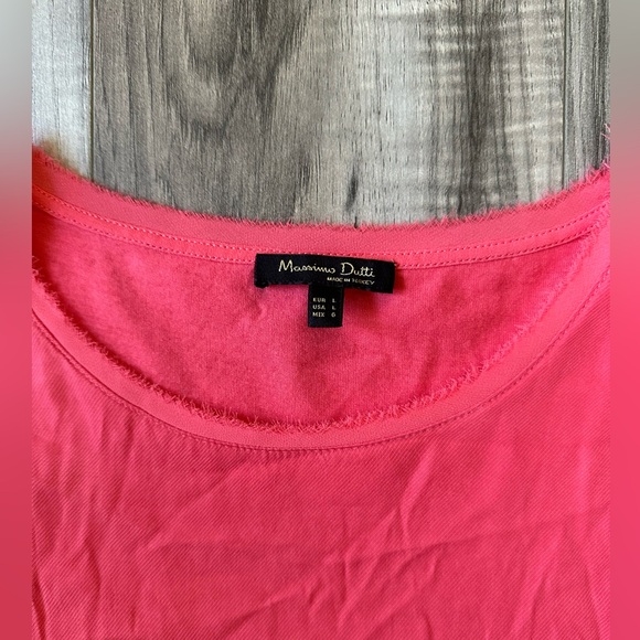Massimo Dutti Flutter Short Sleeved Top Cotton Relaxed In Coral Size Large - Picture 7 of 8